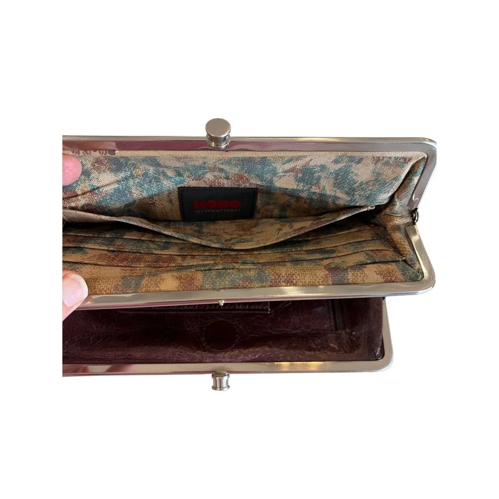 Hobo International Double Frame Wallet Brown Distressed‎ Leather Clutch